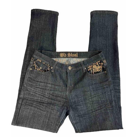Old Skool Womens Flap Pocket Dark Jeans size 10 - Picture 2 of 12